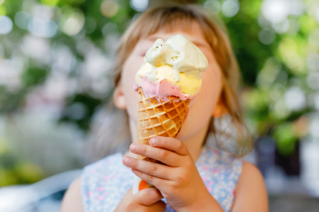 a child eating ice cream