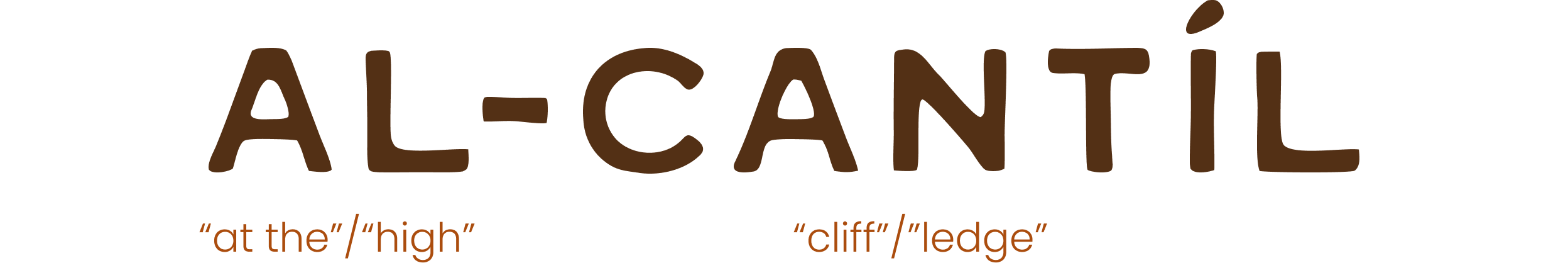 the word alcantíl with the words meaning high under Al and at the/of the/high under Cantíl